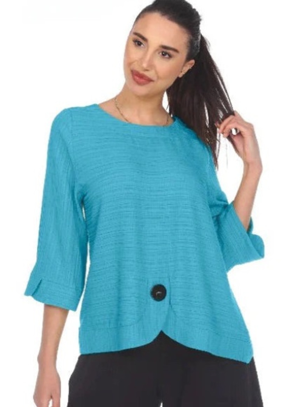 Ali Miles Textured Top Women’s Size 1X Decorative Buttons Relaxed Lightweight